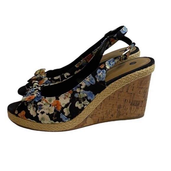 Savana Floral Cork Wedge Strappy Sandal Size 7 - Picture 3 of 11